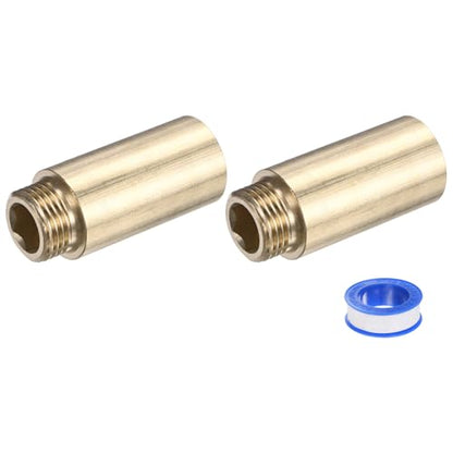 M METERXITY Shower Head Extension Arm, Brass G1/2 Male to Female Extension Pipe Fitting Adapter with PTFE Thread Seal Tape for Shower/Faucet, Pipe Plumbing Coupler 2.36"/60mm 2-Pack - size: 2.36"/60mm