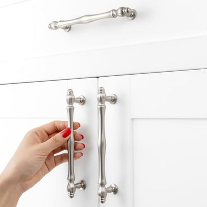 10 Pack 5 Inch Brushed Nickel Cabinet Pulls Satin Nickel Cabinet Handles Nickel Hardware for Kitchen Cabinets 2510 Drawer Dresser Cupboard Bedroom Bathroom - color: Brushed Nickel, size: 5 In Hole Distance