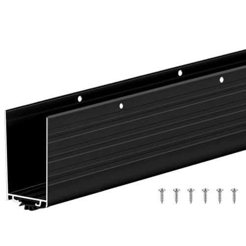 Yaocom 1 Pack U Shape Screw on Under Door Seal 48 Inch Aluminum and Rubber Door Threshold Extension with Draft Stopper for Home Prevents Hot, Cold Air, Dust, Insects, Suitable for 1-3/4 Inch, Black - color: Black, size: 48 Inch
