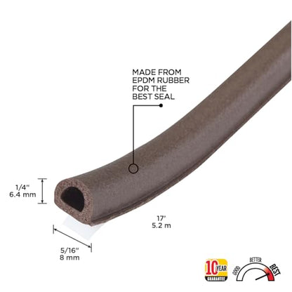 M-D Building Products 63602 1/4 in. x 5/16 in. x 17 ft. Brown Premium Rubber Window Seal for Medium Gaps - color: Brown, size: 1/4 in. x 5/16 in.