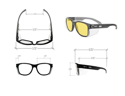MAGID Y50 Safety Glasses for Construction | Black Frame — 1 Pair, Amber Lens | Side Shields, ANSI Z87.1+, Anti-Fog, Scratch-Resistant, 99.9% UV Protection, Polycarbonate Lens - color: Amber Lens | Black Frame, size: 1 Pair