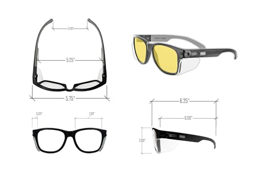 MAGID Y50 Safety Glasses for Construction | Black Frame — 2 Pairs, Amber Lens | Side Shields, ANSI Z87.1+, Anti-Fog, Scratch-Resistant, 99.9% UV Protection, Polycarbonate Lens - color: Amber Lens | Black Frame, size: 2 Pairs