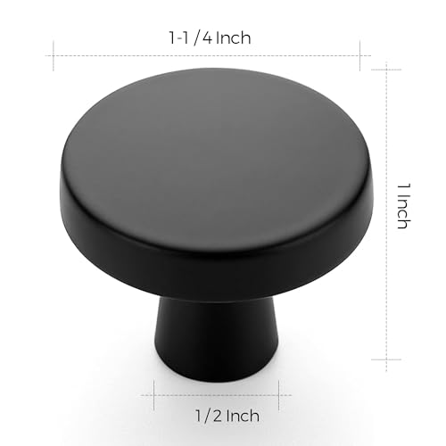 Ravinte 25 Pack Drawer Pulls 1-1/4 Inch Kitchen Cabinet Knobs Solid Round Dresser Drawer Knobs Matte Black Dresser Knobs Drawer Knobs Simple Cabinet Hardware for Cupboard Drawer Pulls - color: Matte Black