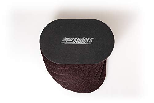 Super Sliders 9 1/2” x 5 3/4” Reusable XL Heavy Furniture Sliders, Felt Floor Protectors for Hardwood Floors, Brown (4 Pack)
