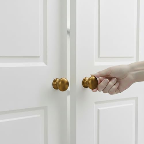 trust4care 4-Pack Large Champagne Gold Large Bifold Closet Door Knobs with Wide Base, Round Satin Warm Gold Wardrobe Folding Kitchen Cabinet Knobs, 1-1/2 Inch Dresser Drawer Pulls Handles - color: Champagne Gold, size: Set of 4