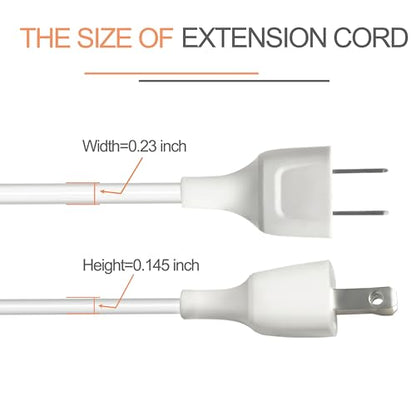 15FT Light Duty Extension Cords for Indoor Use - 625W 125V 5A 2 Prong Polarized Wire with Fireproof Material, Overload Protection for Security Cameras, Lamps, Holiday Lighting (2 Pack) - size: 15FT White (2 Pack)