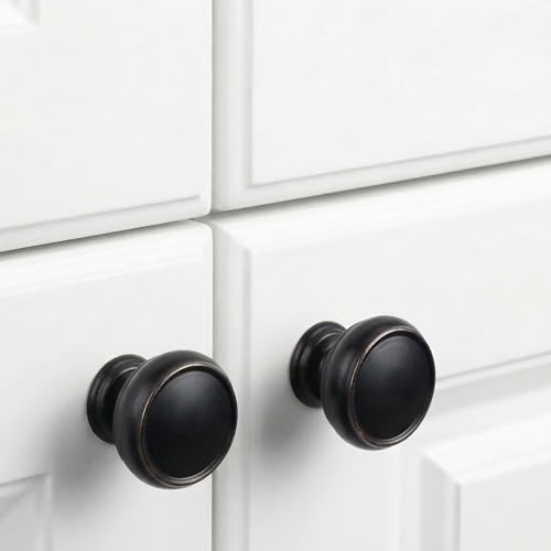 10 Pack Oil Rubbed Bronze Cabinet Knobs, 1-1/4 Inch Furniture Hardware Zinc Alloy Knob Cabinet Pulls, Modern Single Hole Hardware for Kitchen Cabinet, Dresser, Drawer - color: Oil Rubbed Bronze