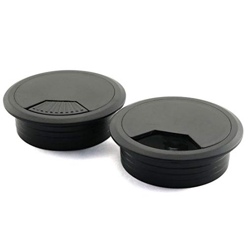 HJ Garden 2pcs 2-3/8 inch Desk Wire Cord Cable Grommets Hole Cover for Office PC Desk Cable Cord Organizer Plastic Cover Black - size: 1-3/8inch