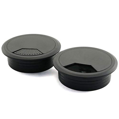 HJ Garden 2pcs 2-3/8 inch Desk Wire Cord Cable Grommets Hole Cover for Office PC Desk Cable Cord Organizer Plastic Cover Black - size: 1-3/8inch
