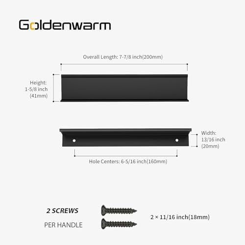 goldenwarm 5 Pack Black Finger Edge Pulls Drawer Finger Pulls Matte Black Kitchen Hardware Handles Bedroom Dresser Drawers,6-1/4in Hole Center - color: Black, size: 6-5/16in(160mm) Hole Centers