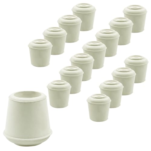 16pcs 5/8 Inch Round Chair Leg Tips Caps, Non-Slip Rubber Chair Leg Floor Protectors, White Furniture Leg Caps Fit for 0.59"-0.63" (15-16mm) Diameter Round Feet - size: 5/8 Inch-White