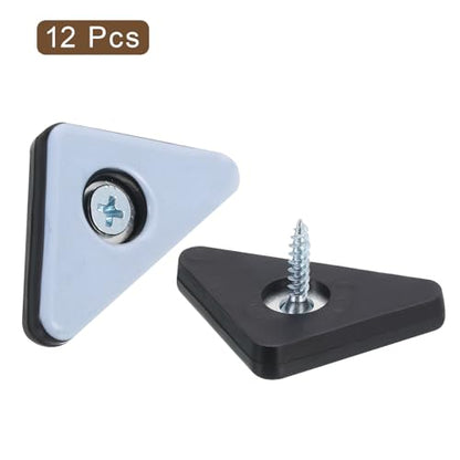 uxcell Furniture Sliders, 12Pcs 35x35x45mm - PTFE Triangle Chair Leg Floor Protectors, Screw-On Furniture Pads with Screw for Carpet Hardwood Floors