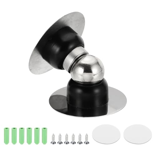 uxcell 2.1" Magnetic Door Stoppers, Wall Floor Mounted Magnetic Door Catch Holder, Stainless Steel Door Stops for Bedroom, Bathroom, Kitchen, Office, Black - color: Black, size: 2.1"