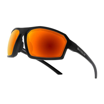 REV Z87+ Powersports Motorcycle Riding Goggles HD High Contrast UV400 Sports Wrap Sunglasses Safety Glasses - color: Inferno Red