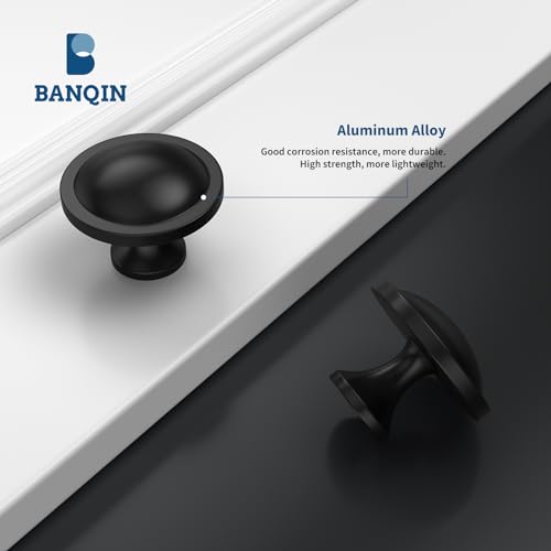 10 Pack Cabinet Knobs Black Round Mushroom Hardware Cabinet Knob for Dresser Drawer Diameter 1-1/2 Inch - color: Black