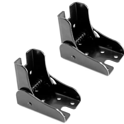 2 Pack Folding Table Leg Brackets, Black Foldable Self-Locking Hinge Extension Support Brackets with Screws for Table Chair Bed Leg Feet Workbench