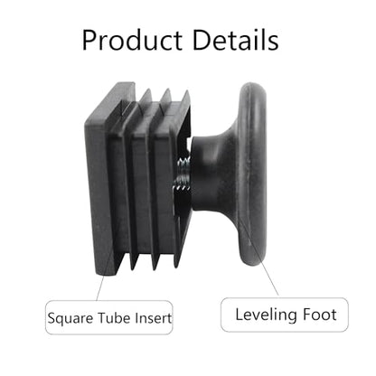 8Pcs Adjustable Leveling Feet 38 x 38mm Square Insert Kit Furniture Glide Leveler, Leveling Screw Leg for Cabinets Sofa Tables Chairs Raiser, Black - size: 38x38mm