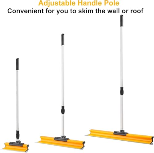 Skimming Blade Set, Drywall Tools with 12"+22"+32" Stainless Steel Blades + Adjustable 35"-62" Aluminum handle, Drywall Smoothing Knockdown Knife on Walls, and Plaster Surfaces