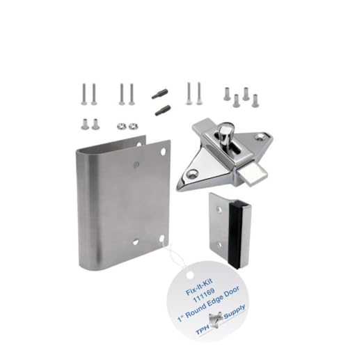 Bathroom Stall Door Latch Repair Kit – Converts Concealed Latch to Slide Latch | Fits 1” Round Edge Outswing Doors | Commercial Restroom Hardware Fix-It Kit - 111169