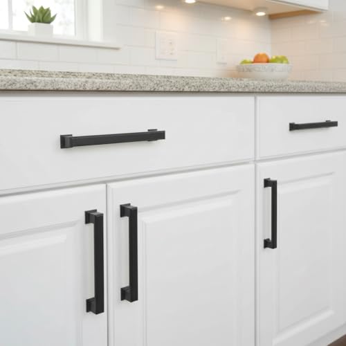Alzassbg 10 Pack Matte Black Cabinet Pulls, 3 Inch(76mm) Hole Center Cabinet Handles Kitchen Pulls for Cabinets and Drawer AL3071MB - color: Matte Black, size: 3" Hole Center
