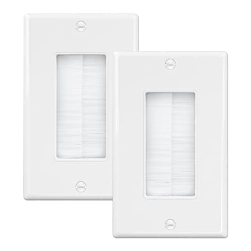 iwillink Brush Wall Plate (2 Pack), Cable Pass Through Insert for Wires, Single Gang Cable Access Strap, Wall Socket for HDTV, Home Theater Systems White - color: White, size: 2pack