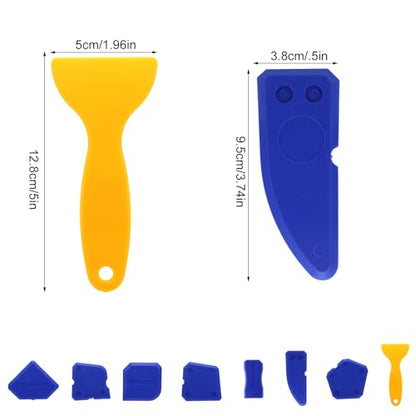 8pcs Silicone Caulking Tool, Professional Sealant Finishing Grout Tool with Multiple Shape Scraper & Caulk Remover for Kitchen Bathroom Floor Window & Sink