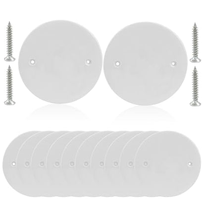 12 Pcs 4.56 Inch White Plastic Ceiling Blank, 2.36" Hole Distance Flat Round Wall Hole Cover Circle Wall Plate Ceiling Cover Plate with Screws for Ceilings or Wall