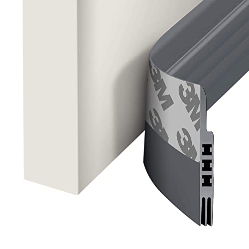 Door Draft Stopper Under Door Draft Blocker Insulator Door Sweep Weather Stripping Noise Stopper Strong Adhesive 39'' Length - color: Gray
