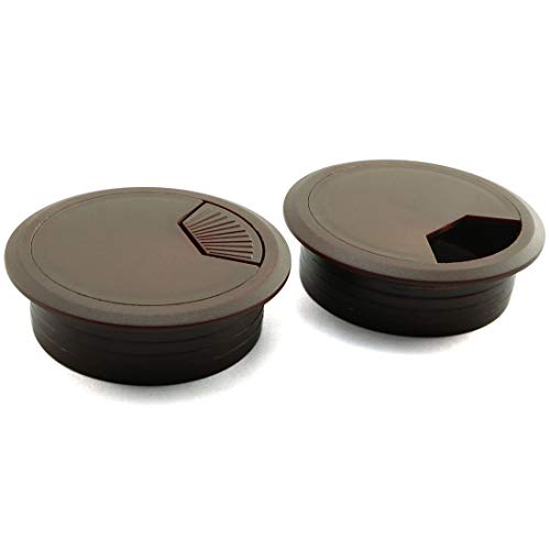 HJ Garden 2pcs 2inch Desk Wire Cord Cable Grommets Hole Cover for Office PC Desk Cable Cord Organizer Plastic Cover(Dark Brown) - size: 2inch