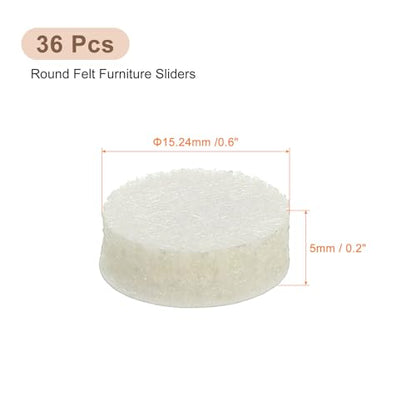 uxcell Furniture Pads, 36Pcs 0.6" - Round Self Adhesive Felt Furniture Pads, Floor Protectors for Furniture Feet Chairs Legs Hardwood Floors (Beige) - size: 0.6"