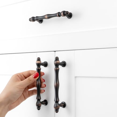 10 Pack 3-3/4 Inch Oil Rubbed Bronze Cabinet Pulls Brushed Bronze Cabinet Handles Bronze Hardware for Kitchen Cabinets 2510 Drawer Dresser Cupboard Bedroom Bathroom - color: Oil Rubbed Bronze, size: 3-3/4 In Hole Distance