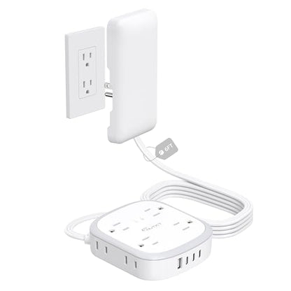 NUTICT Outlet Cover Extension Cord, Flat Plug Power Strip 6ft, 8 Outlets (4-2Pin)& 4 USB Ports (3 USB C), 13A/1625W, 1440J Surge Protector, Wall Mountable, Ideal for Home Improvement, Tight Spaces - size: 6FT (4-2 Prong Outlets)