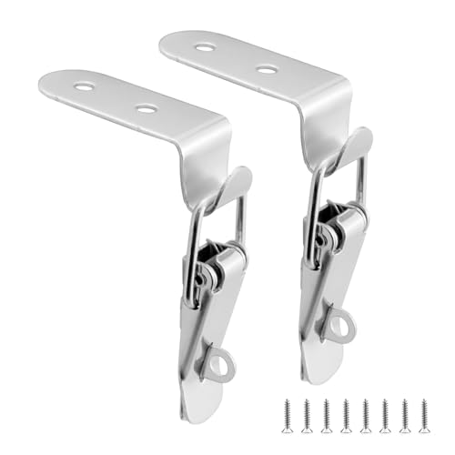 2PCS 90-Degree Angle Latch, Stainless Steel Corner Latch with Keyhole, Tool Box Hood Clasp Buckle Lock Latch with Screws for Case Box Closet - size: 2 Pack
