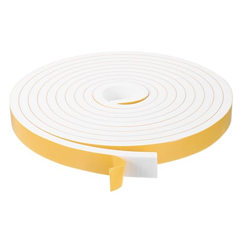 uxcell 1 Roll Foam Weather Stripping, 1" Wide X 3/8" Thick X 16.4 Ft Door Seal Strip Adhesive Foam Tape White Insulation Strip for Door Window - size: 1"x 3/8"x 16.4 Ft
