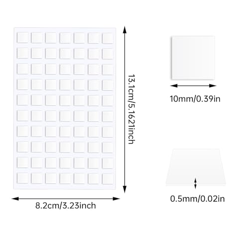 JANYUN 560 Pcs Double Sided Sticky Dots Removable Square Putty Clear Double Sided Tape for Crafts No Trace Sticky Tack Adhesive Tape (Square10 mm) - size: 0.39"x0.39" Square