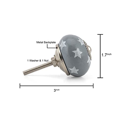 Craft Trade Handcrafted Ceramic Cabinet & Drawer Knobs – Kitchen Cabinet Hardware, Decorative Cupboard Handles & Dresser Knobs – Furniture Pulls (Grey, Set of 6) - color: Gray, style: 6