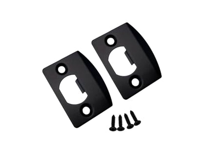 QCAA Solid Brass Latch Strike Plate L 2-1/4" x W 1-7/16", Screw Hole CTC 1-5/8", Matte Black, Made in Taiwan, 2 Pack - color: Matte Black, size: 2 Pack
