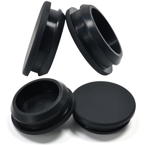 4 Pcs 32 mm Silicone Rubber Plugs Snap in Locking Hole Plugs for 32-33 mm (1-1/4"-1-5/16") Round Holes, Flush Type Rubber Stoppers, Flexible Tube Pipe End Caps Covers, Waterproof Sealing Plugs, Black - color: Black, size: DH:1-1/4"(32mm)
