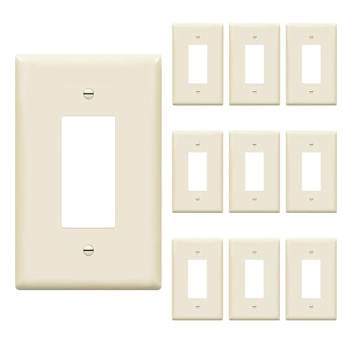 ENERLITES Decorator Light Switch or Receptacle Outlet Wall Plate, Gloss Finish, Oversized 1-Gang 5.5" x 3.5", Unbreakable Polycarbonate Thermoplastic, UL Listed, 8831O-LA-10PCS, Light Almond, 10 pack - color: Light Almond, size: Oversize