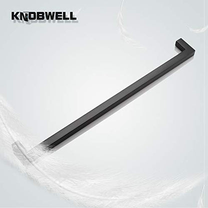 KNOBWELL 6 Pack Black Cabinet Pulls 12-3/5 inch Bathroom Cabinet Handles Long Stainless Steel Kitchen Cupboard Handles 12-3/5" Hole Spacing, 13" Overall Length - color: Matte Black, size: Hole Center:12-3/5 inch(320mm)