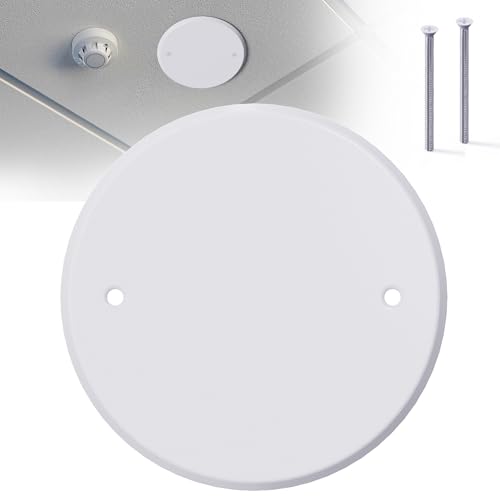 1 Pcs Smoke Detecte Cover Plate, 5 Inch Metal Round Blank Ceiling Cover Plate, Outlet Cover Plate For Junction Box And Wall Light Hole, Electrical Box Covers With Hole Spacing 3.5 Inch - color: 1 PCS