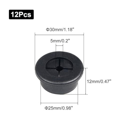 1 Inch Cable Grommet (25mm) – 12 Pcs Flexible Rubber Wire Hole Covers for Server Racks, Network Boxes, Thick Cable Management (Black) - size: 12pcs 1"(25mm)