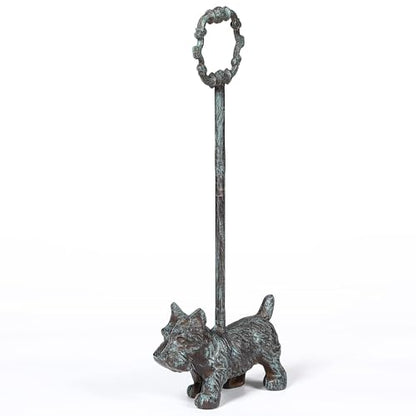 Cast Iron Door Stopper with Handle, 4.88 Lbs Heavy Duty Metal Dog Door Stop, Distressed Blue… - size: Distressed Blue - Scotty Dog