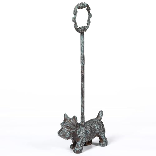 Cast Iron Door Stopper with Handle, 4.88 Lbs Heavy Duty Metal Dog Door Stop, Distressed Blue… - size: Distressed Blue - Scotty Dog