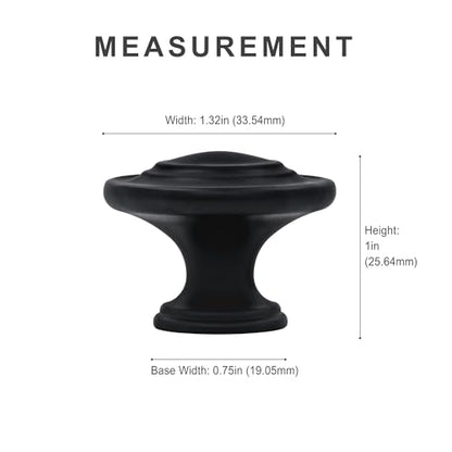 HESTIA HARDWARE 10 Pack | 1-1/3 Inch Black Kitchen Cabinet Knob and Closet Knob | Drawer Knobs and Kitchen Door Knobs for Cabinets | Matte Black Cabinet Knobs and Bathroom Cabinet Knobs (Z4.10.D) - color: Black