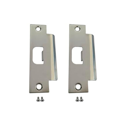 QCAA Steel Extended Lip Door Strike Plate, Latch D Hole, with Lip, 4-7/8" x 1-1/4", Nickel, 2 Pack, Made in Taiwan