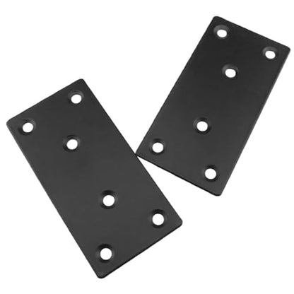 Lovelysp 4PCS Black Patch Plate Table Leg Bracket Installation Hardware Perforated Metal Plate 100×50mm/3.93×1.96inch with Screws for Furniture Legs Sofas Chairs cabinets, etc
