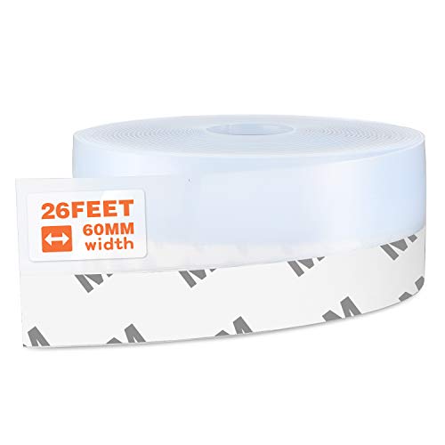 26 Feet Silicone Seal Strip, Transparent, 60MM - Door & Window Seal, Draft Stopper, Adhesive Tape for Doors, Windows & Shower Glass Gaps - color: TRANSPARENT, size: 60mm