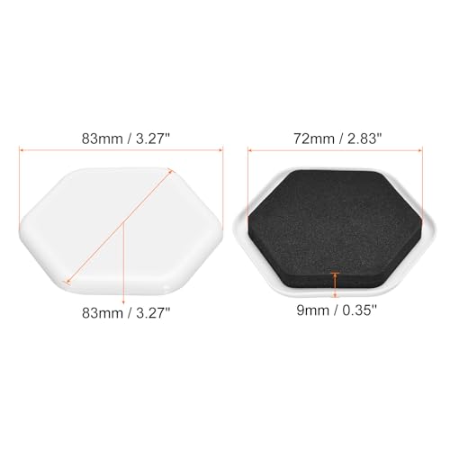 uxcell Furniture Sliders, 16Pcs 3 2/7" - Plastic Reusable Hexagon Sliding Pads, Chair Glides for Carpeted Tile Vinyl Hardwood Floors (White)