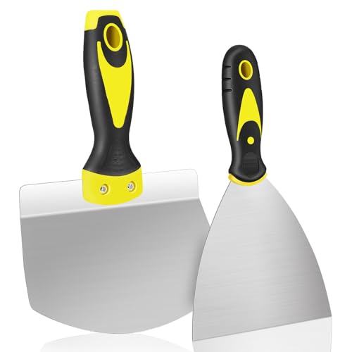 Putty Knife and Paint Scraper Set, 6.5"" Scraper and 4"" Putty Knife Combination for Spreading Drywall Spackle & Mud, Taping, Scraping Paint
